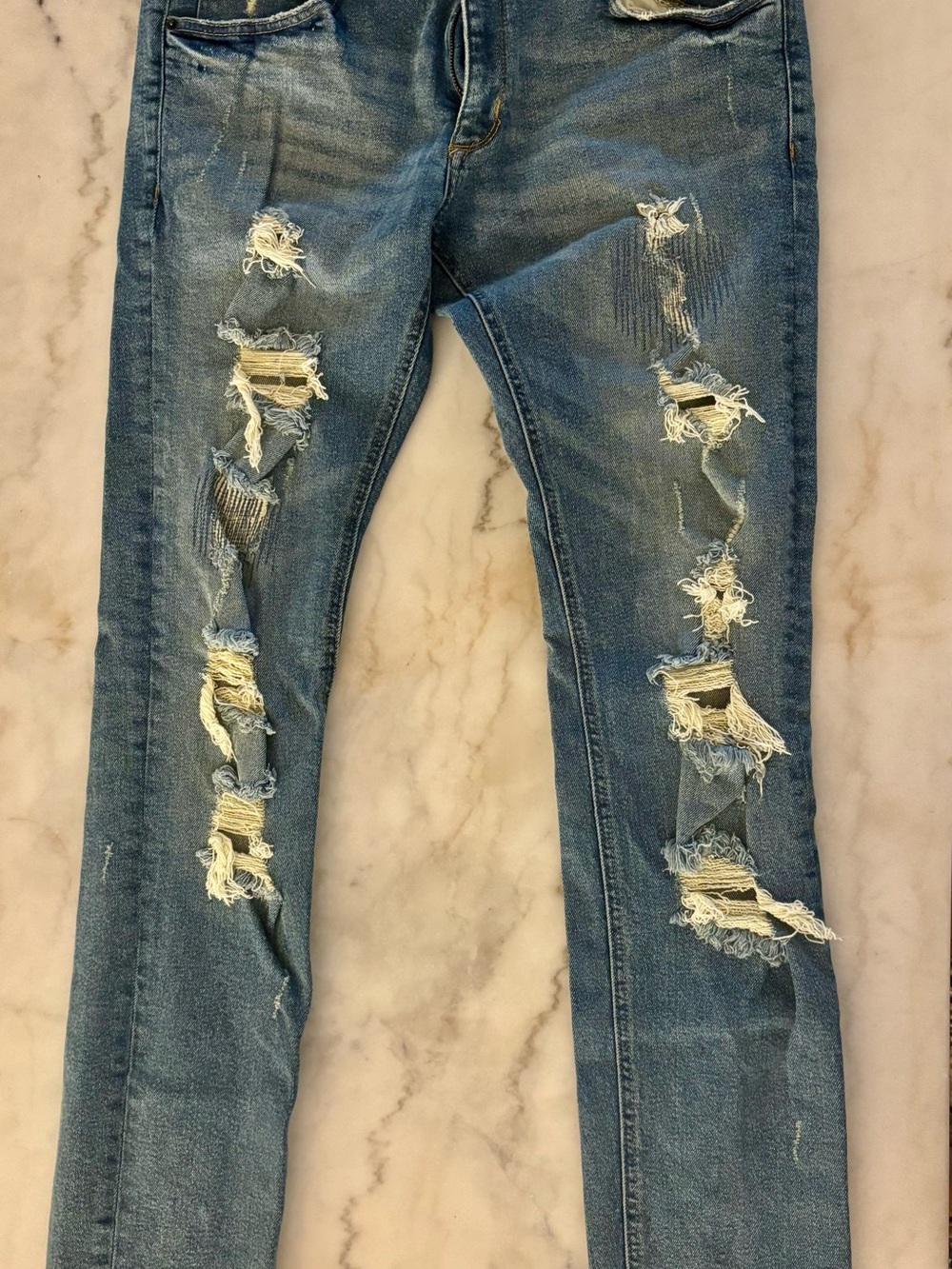 H&M Distressed Skinny Jeans - Light Blue